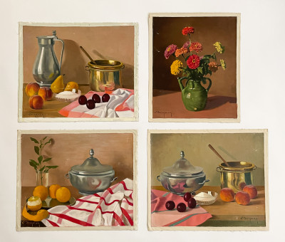 Image for Lot Eugene-Jean-Marie Bergeron - Still life with Flowers and Fruit (4)