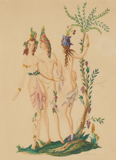 Image for Lot Unknown Artist - Untitled Classical Nudes (Three Graces)