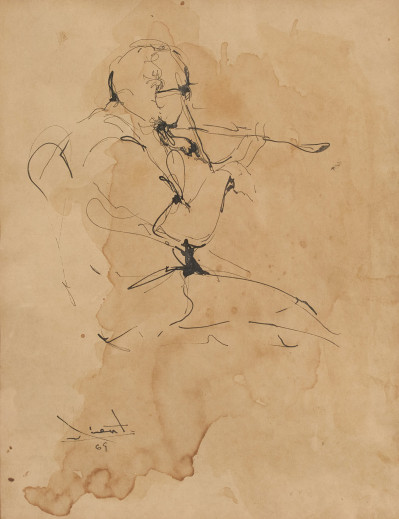 Image for Lot Vincente Pimentel - Drawing of a Violinist