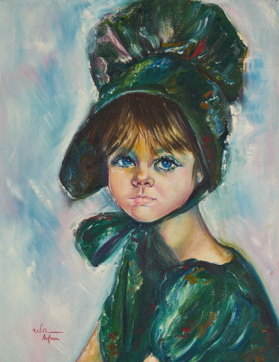 Image for Lot Rita Asfour - Portrait of girl in bonnet