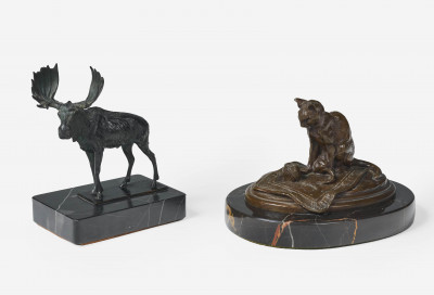 Various Artists - Lot of Two Sculptures, Moose and Cat