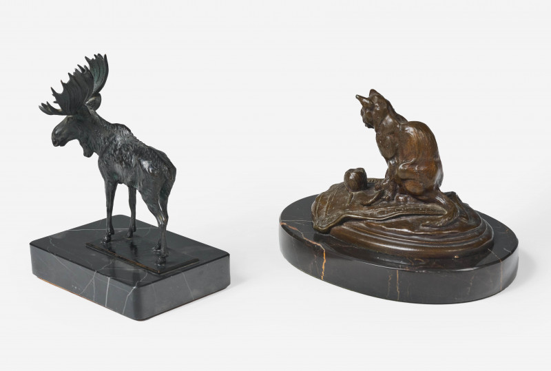 Various Artists - Lot of Two Sculptures, Moose and Cat