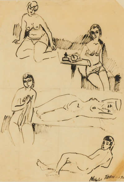 Image for Lot Nicholas Takis - Untitled (Study for nude woman)