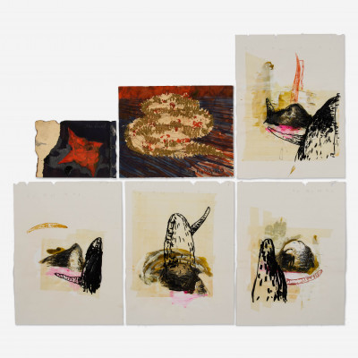 Unknown Artist - Group, six (6) works on paper