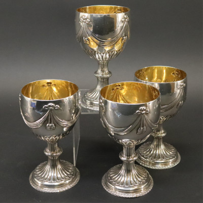 Image for Lot 4 George III Silver Gilt Goblets London 1773