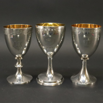 Image for Lot 3 George III Silver Goblets Byrne Chawner 1790s