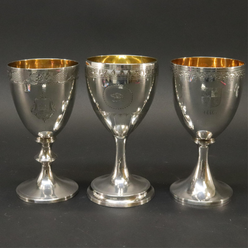 3 George III Silver Goblets Byrne Chawner 1790s