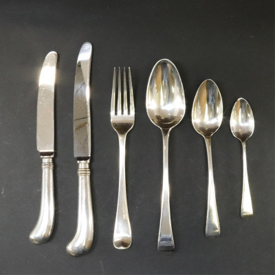 Image for Lot Assembled Georgian Flatware Service Old English