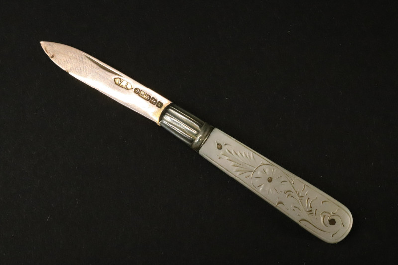19th C Silver and MOP Folding Knives and Forks