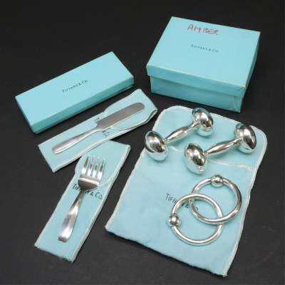 Image for Lot Tiffany and Co Sterling Baby Accessories
