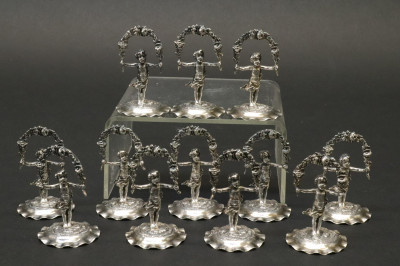 Image for Lot 12 Putti Figure German Sterling Place Card Holders