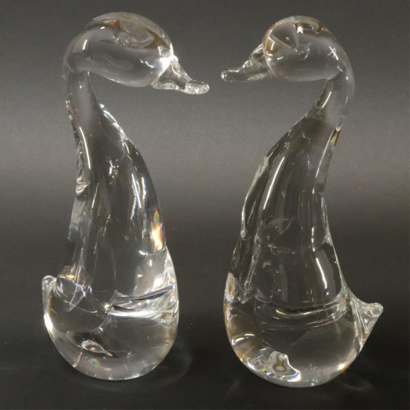 Steuben Crystal Animal Sculptures; Handled Dish