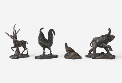 Image for Lot Pierre-Jules Mêne and Franklin Mint - Rooster, Elephant, Bird, Antelope (4)