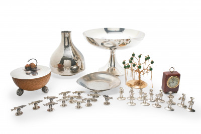Assorted Silverware, Serving Pieces, and Place Card Holder Sets
