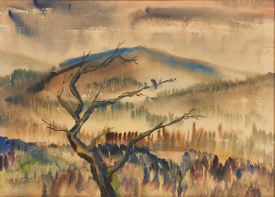 Image for Lot Artist Unknown - Landscape with Bare Tree
