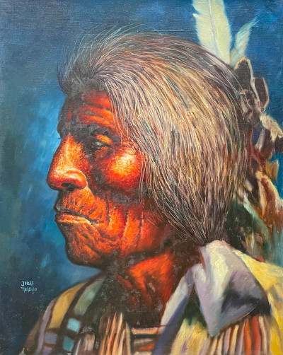 Image for Lot Jorge Tarallo Braun - Native American with Blue Background