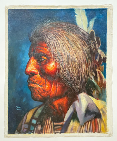 Jorge Tarallo Braun - Native American with Blue Background