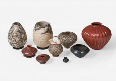 Mata Ortiz Potters - Group of 9 Pottery Vessels