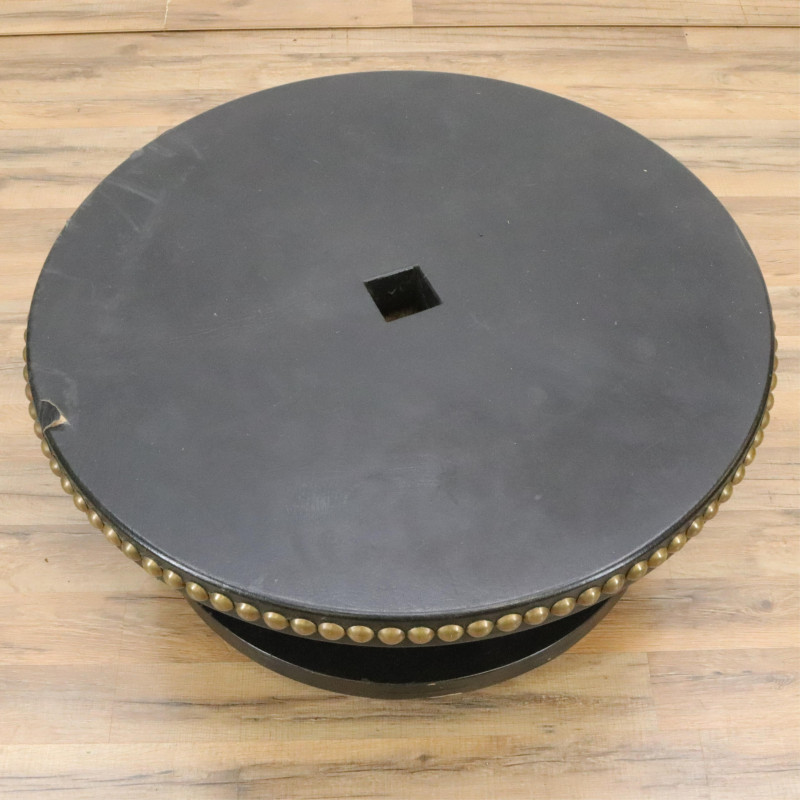 Contemporary Double Circular Leather Top Table