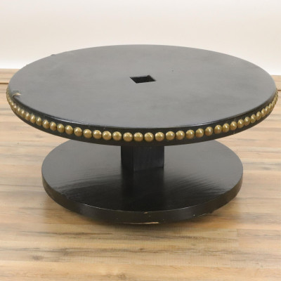 Image for Lot Contemporary Double Circular Leather Top Table