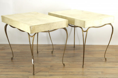 Image for Lot Pair of Gilbert Poillerat Style Side Tables