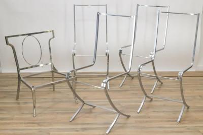 Image for Lot 4 Modern Metal Chairs Slipper Chair