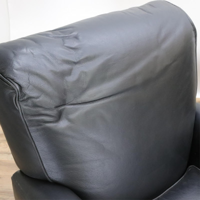 Pr of Black Leather Barca Reclining Lounge Chairs