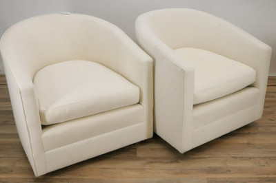 Pair Contemporary Upholstered Tub Chairs