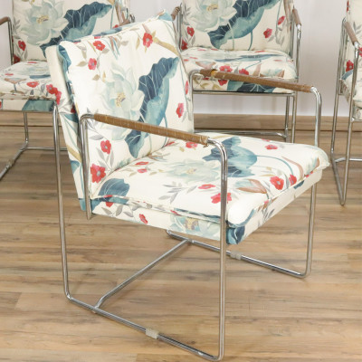 Set of Five 1970's Chromed Metal Armchairs