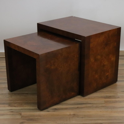 Image for Lot Nest of 2 Art Deco Style Burl Walnut Tables