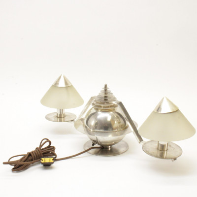 French Art Deco Nickel Desk Lamp poss Lacroix