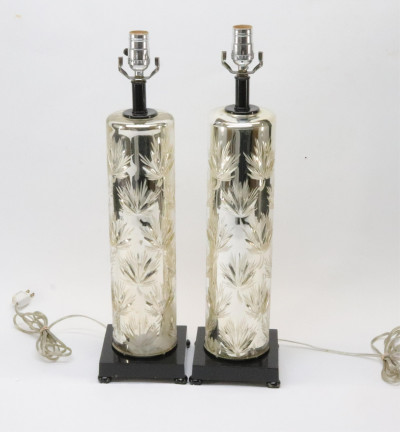 Pair 20C Mercury Glass Table Lamps