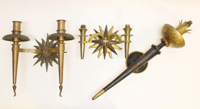 3 Gilbert Poillerat Style Wall Sconces