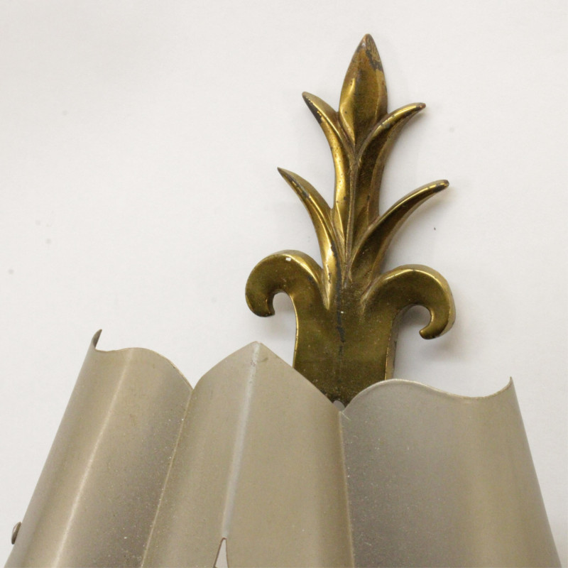 Pair of French 1940 Pierced Metal Sconces