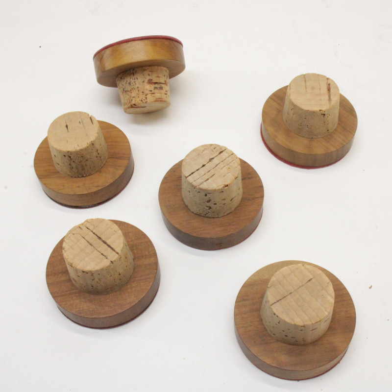 Carl Auboch Set of 11 Leather Walnut Stoppers