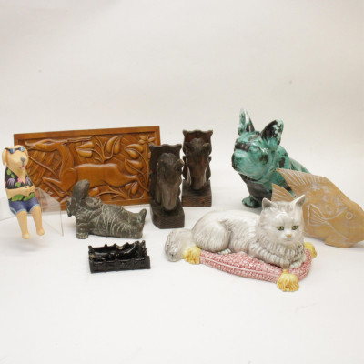 9 Animal Related Ceramic Wood Objects