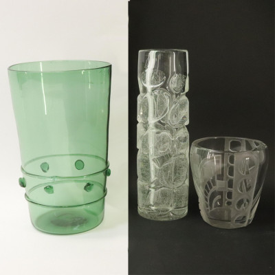 Three Art Deco Glass Vases signed