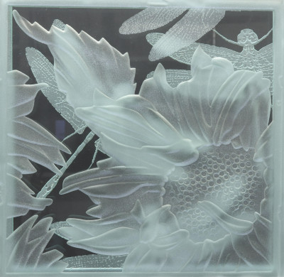 John Nutter Studio Glass 'Dragonfly Garden' Disc