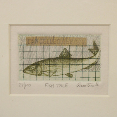 Signed Fish Tale Print Lake Watercolor