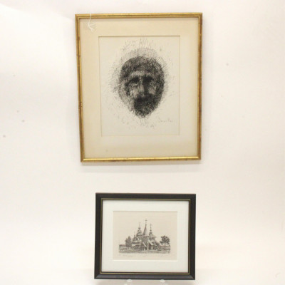 Image for Lot Two Signed Etchings Architecture and Face