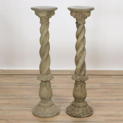 Image for Lot Pair of Renaissance Style Cast Stone Pedestals