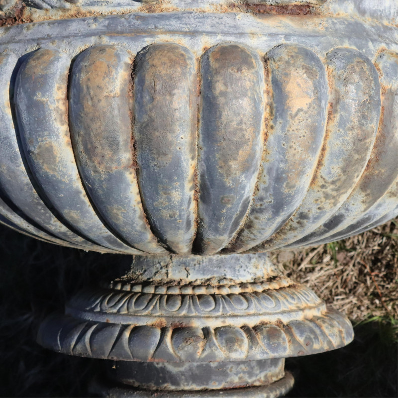 19th C Neoclassical Cast Iron Garden Urns 60'