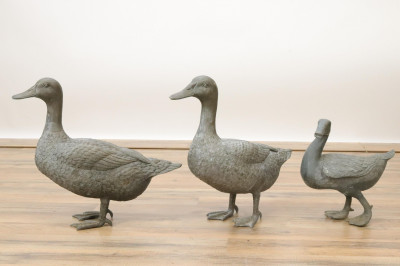 5 Bronze Patinated Brass Geese Ducks