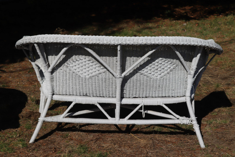 Vintage White Painted Wicker Porch Set