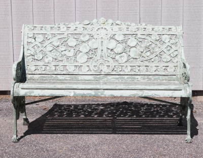 Image for Lot Victorian Green Painted Cast Iron Settee