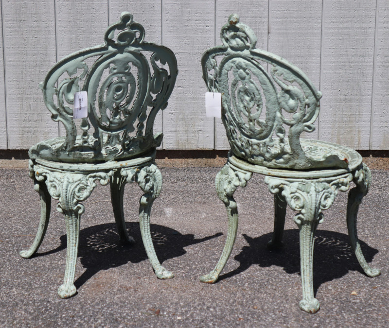 Pair Victorian Cast Iron Garden Chairs