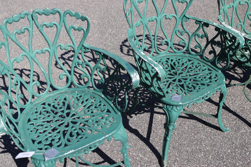 Four Vintage Cast Aluminum Outdoor Chairs