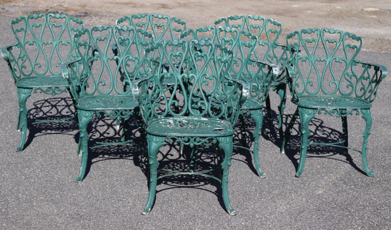 Seven Vintage Cast Aluminum Outdoor Chairs