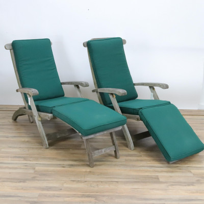 Image for Lot Pair Smith Hawken Teak Chaise Lounge