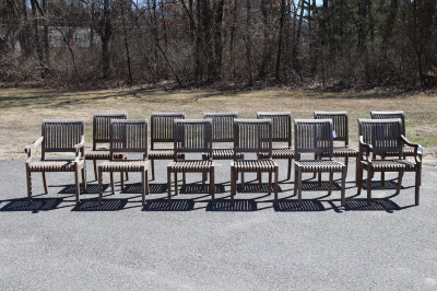 Image for Lot Set of 12 Smith Hawken Teak Dining Chairs